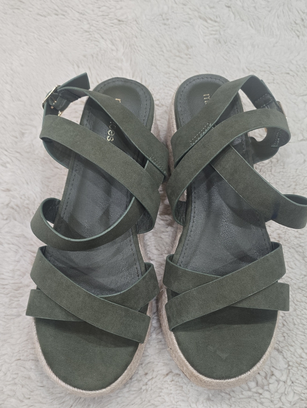 Maurices Olive Green Strappy Espadrille Wedges